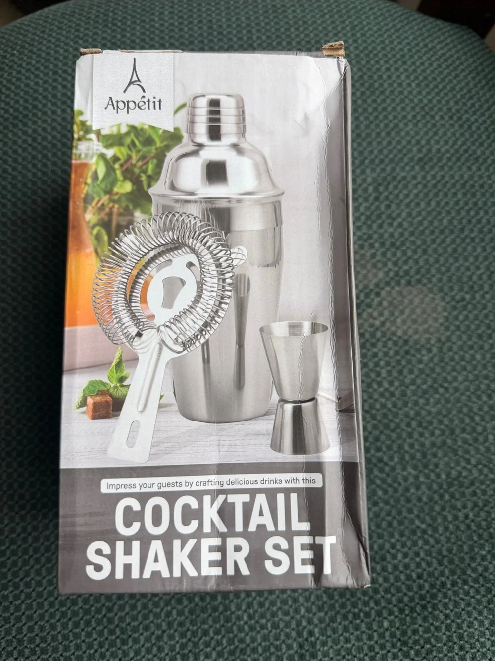Silver Cocktail Shaker Set - 3-Piece Bar Tool Kit